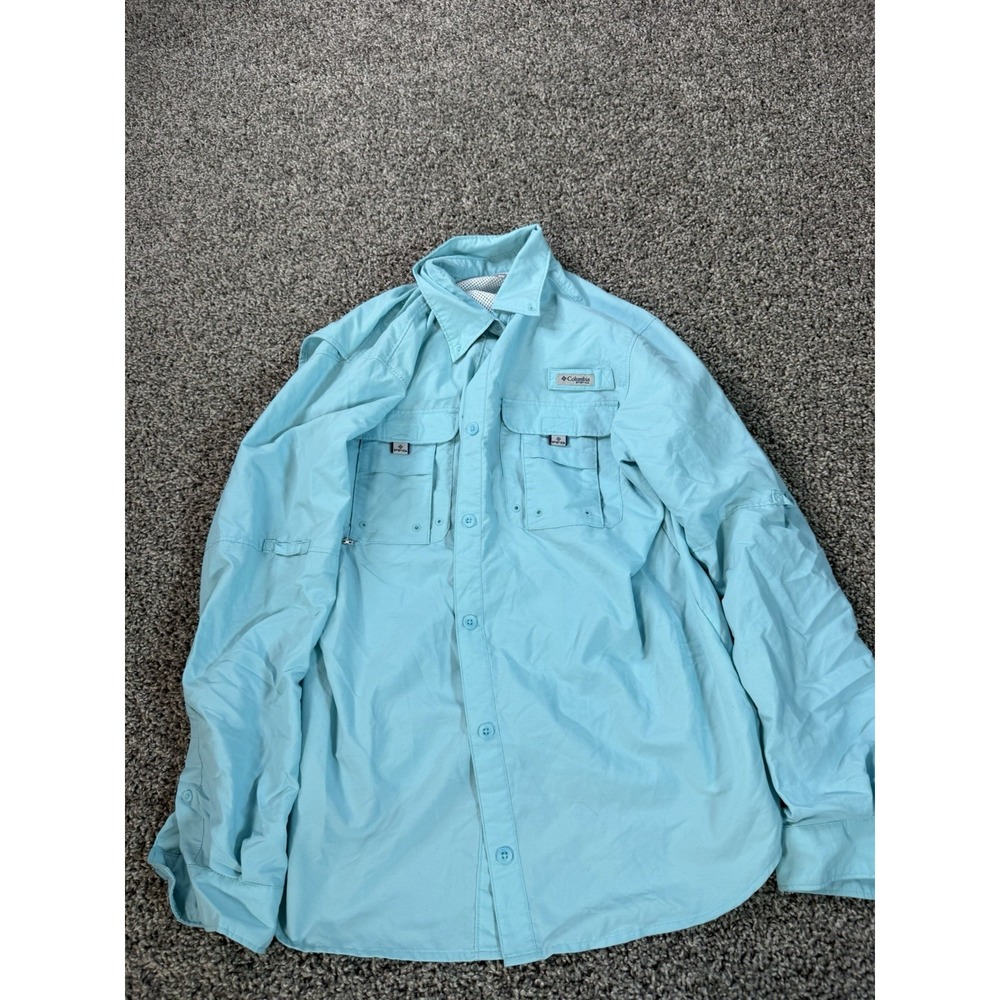 Columbia PFG Long Sleeve Button Down Shirt Men's Size Medium Blue
